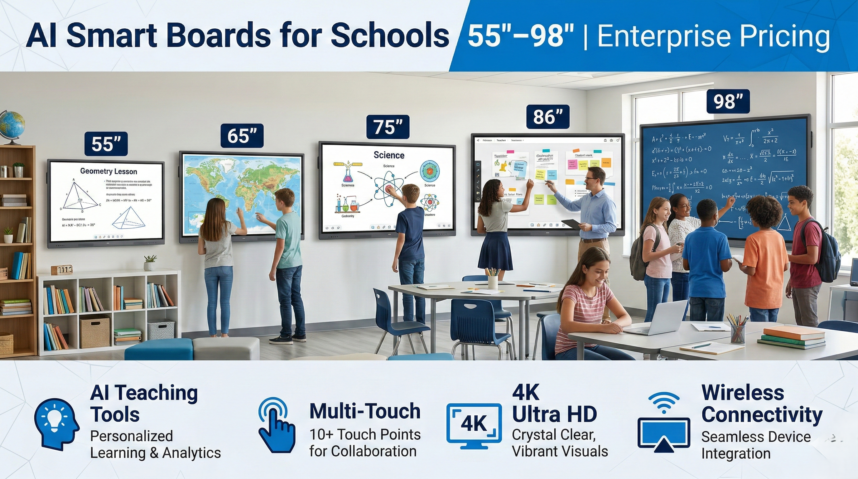 AI Smart Boards for Schools 55"-98" | Enterprise Pricing