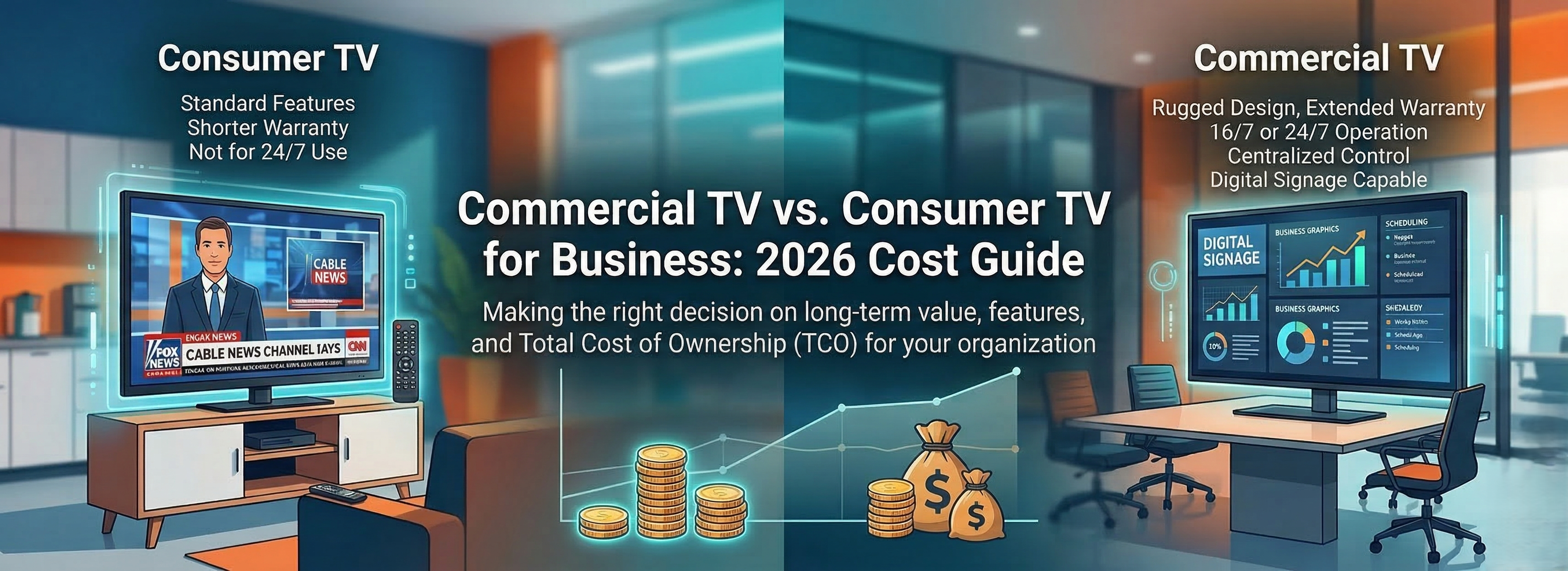 Commercial TV vs. Consumer TV for Business: 2026 Cost Guide