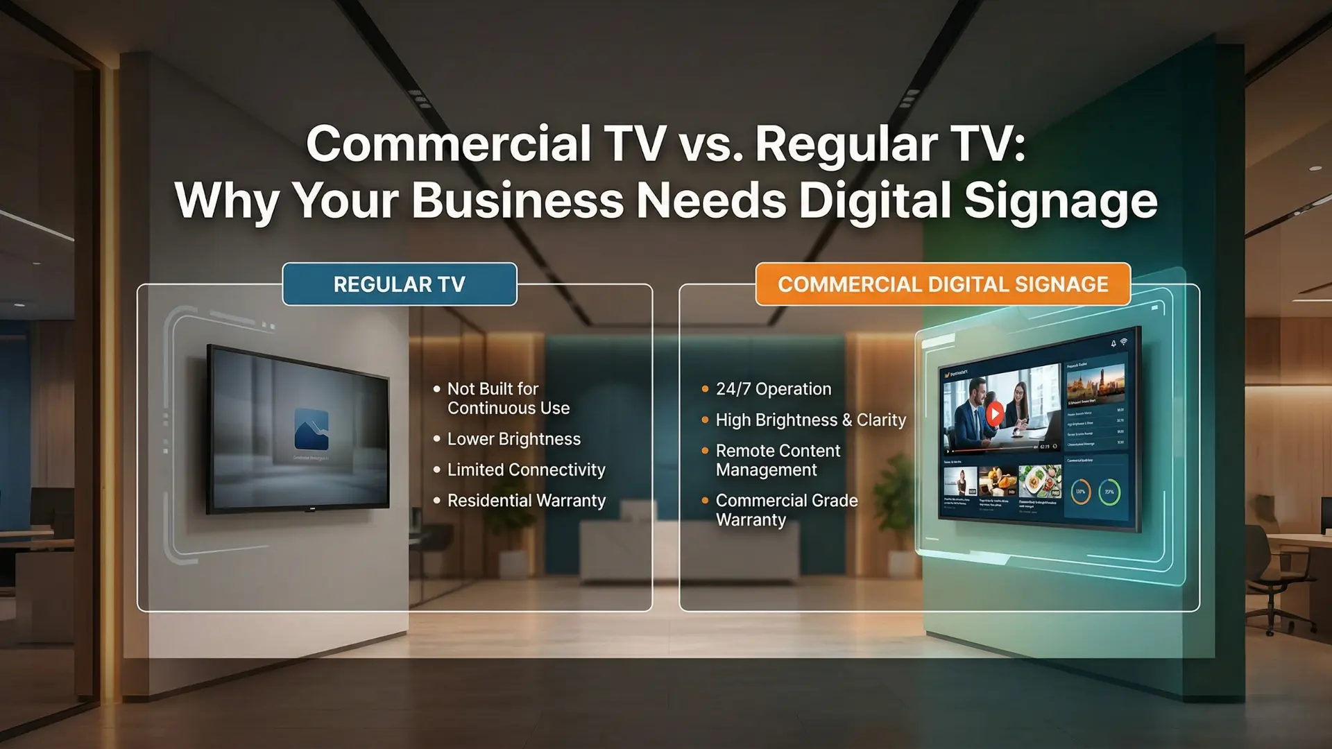 Commercial TV vs. Regular TV: Why Your Business Needs Digital Signage