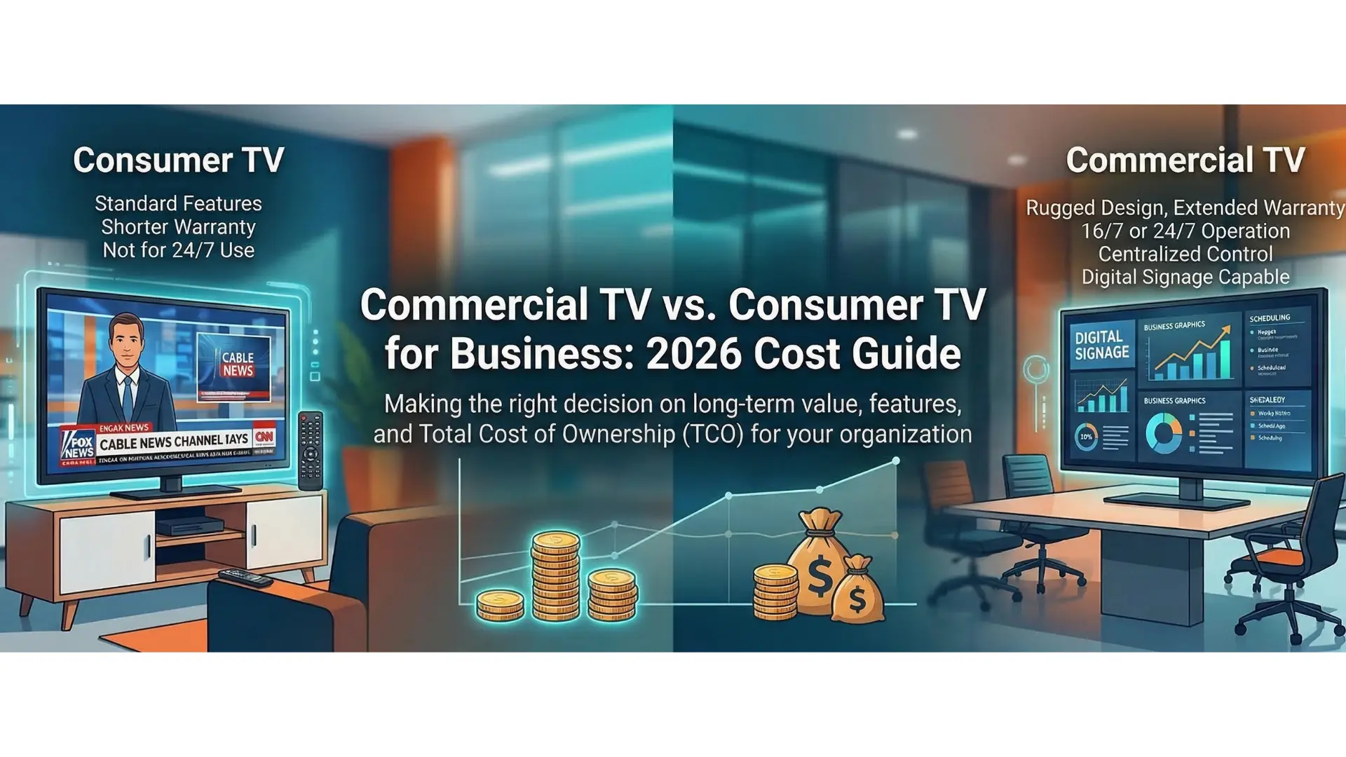 Commercial TV vs. Consumer TV for Business: 2026 Cost Guide