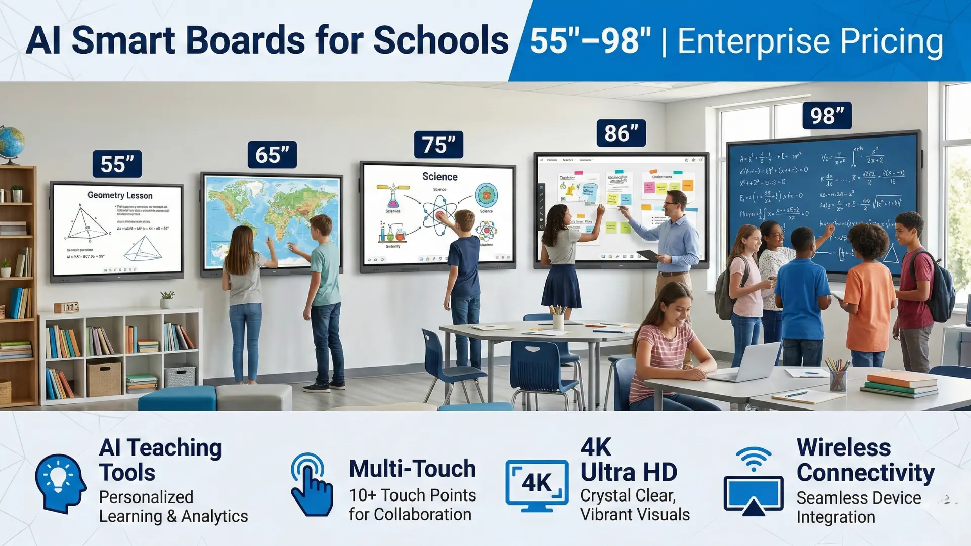 AI Smart Boards for Schools 55"-98" | Enterprise Pricing