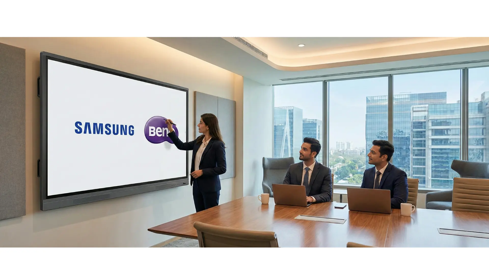 Best Interactive Panel for Corporate Meeting Rooms in Gurgaon: Samsung WAF vs. Flip Pro vs. BenQ
