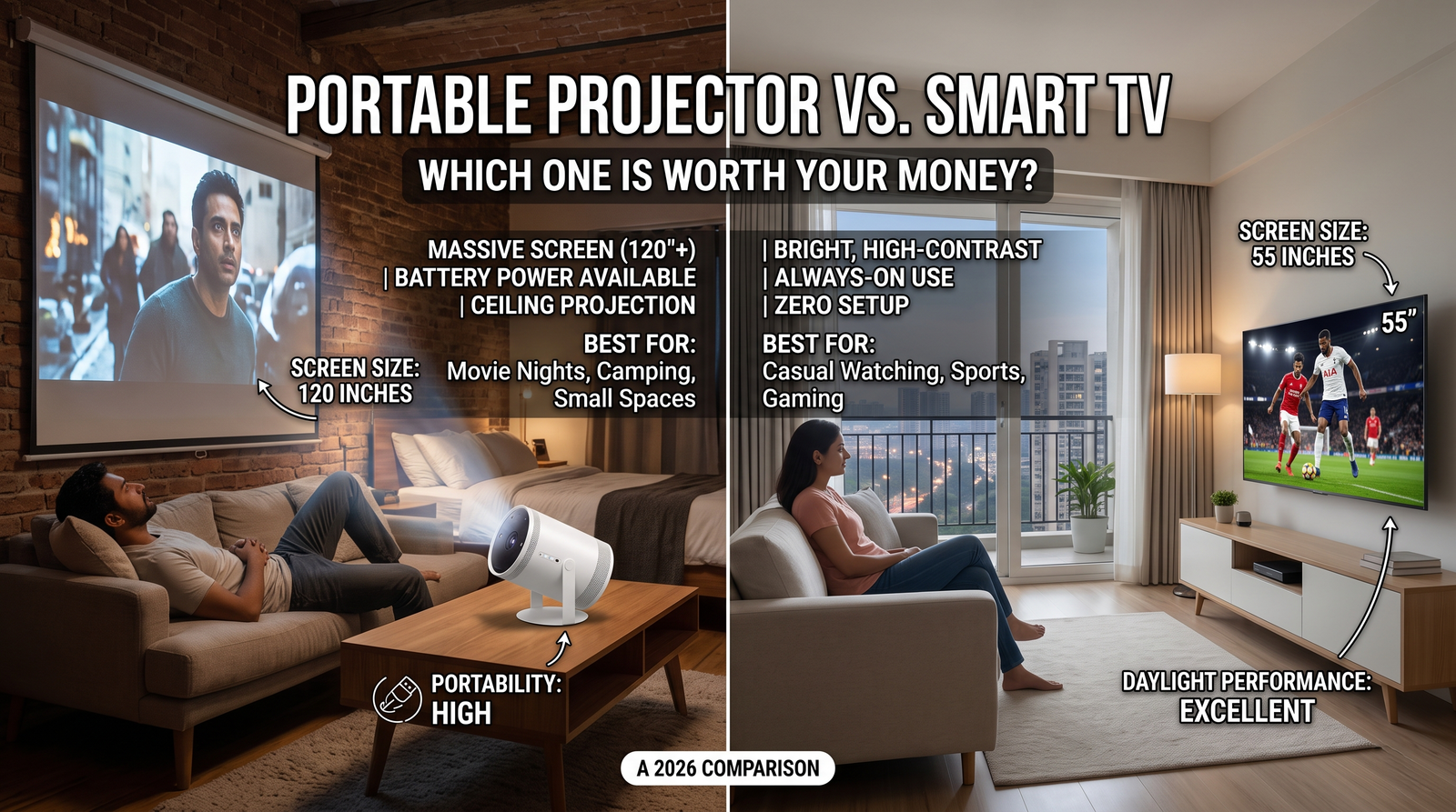 Portable Projector vs. Smart TV: Which One Is Worth Your Money?
